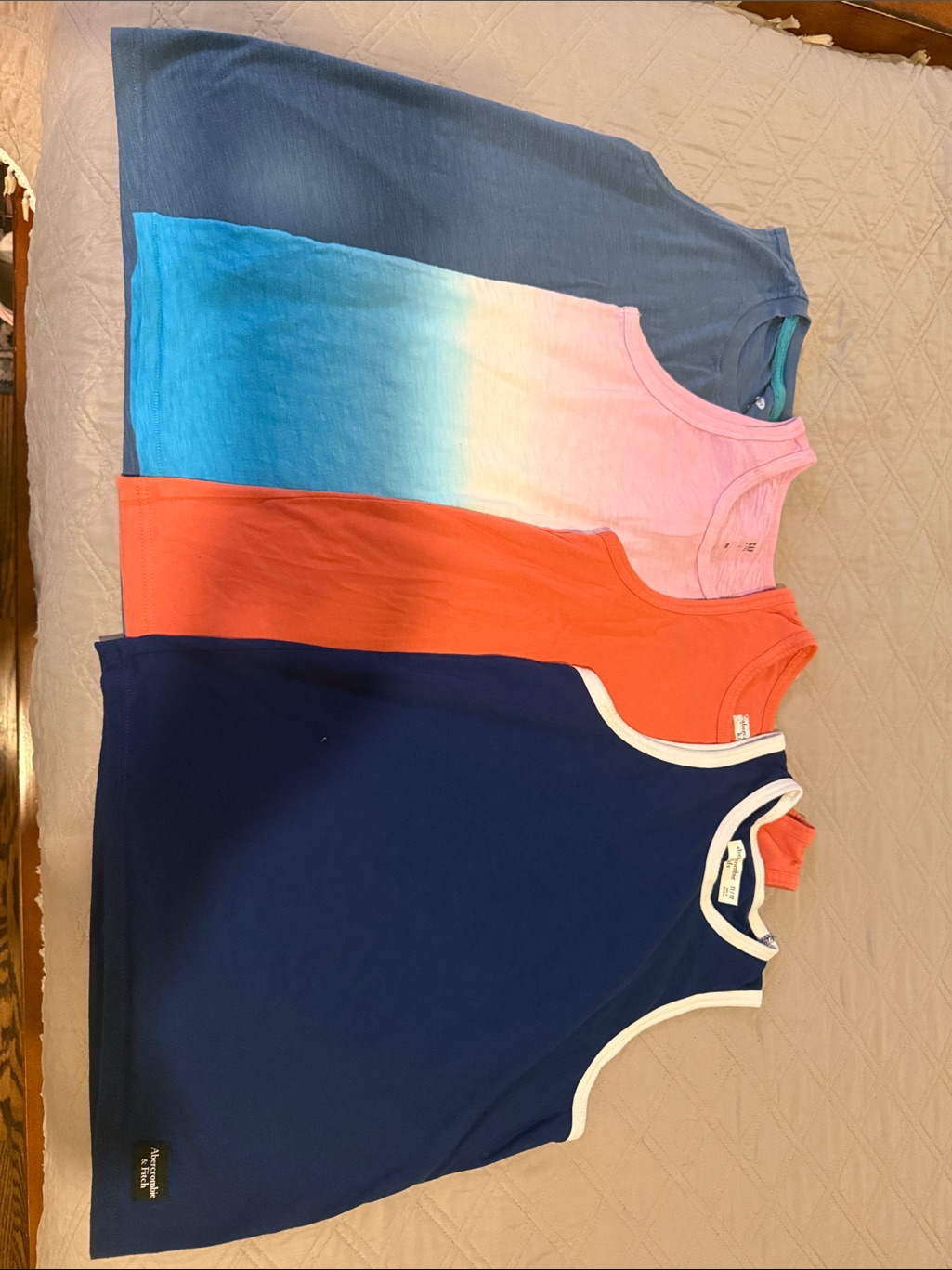Assorted Kids Tank Top Bundle - Navy, Coral, Ombre Blue-Pink, Denim